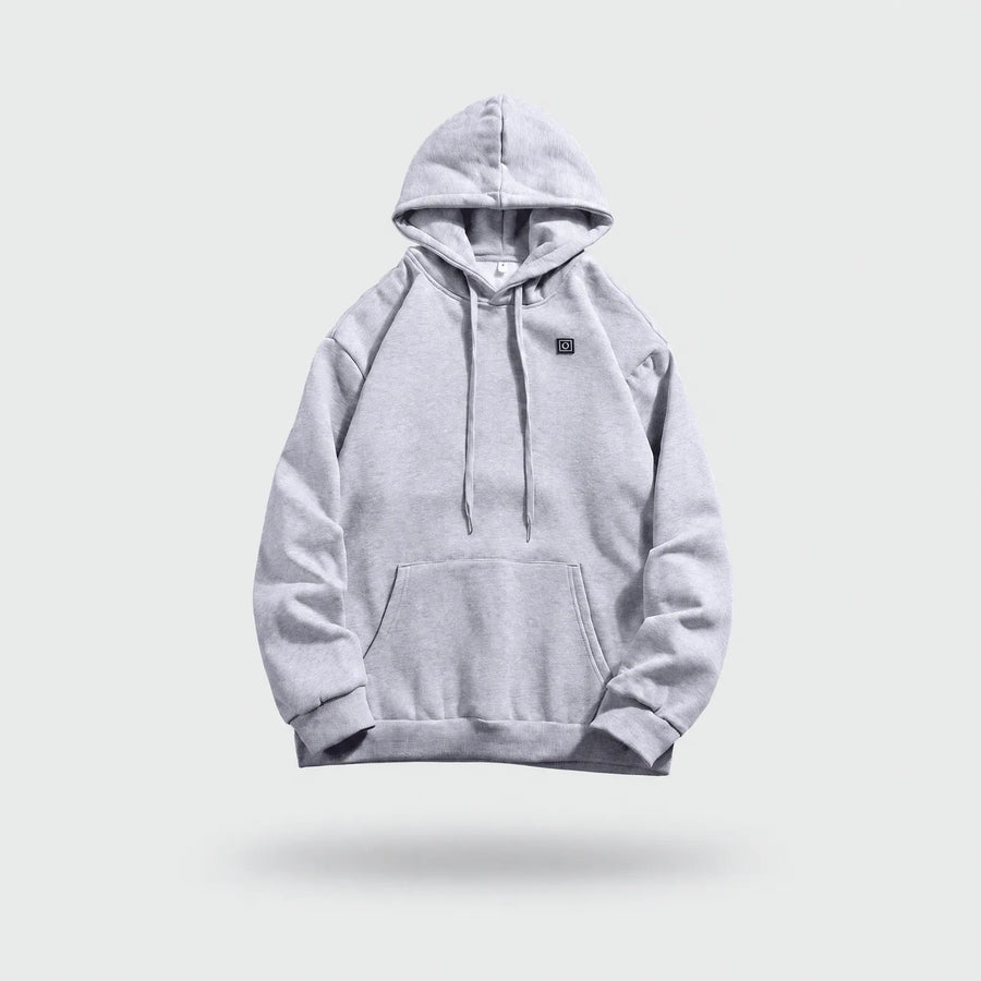 Alpenwarm heated hoodie in gray, front view