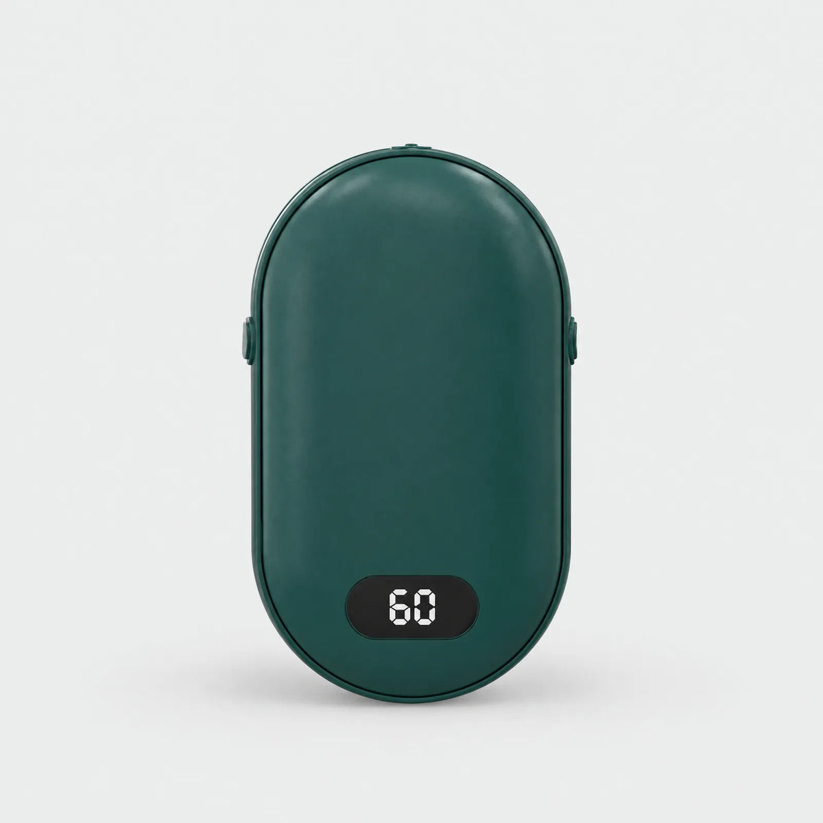 Alpenwarm rechargeable hand warmer in green with temperature display