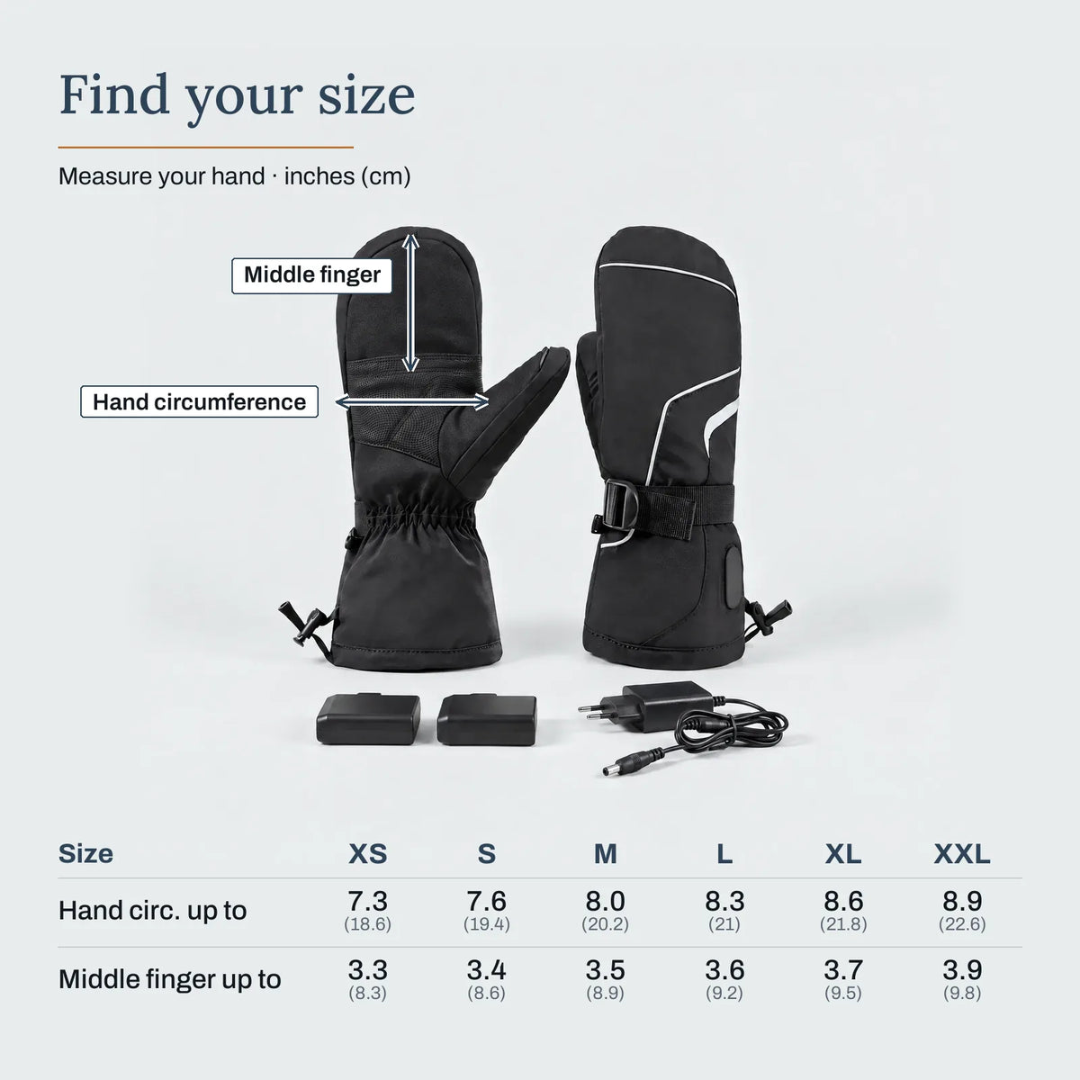 Find your size – Heated Mittens